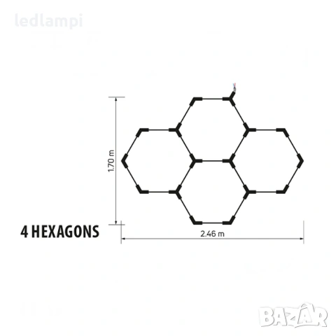 LED Система HEXAGON 4 133W 13300Lum, снимка 2 - Лед осветление - 54267657