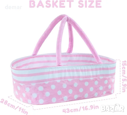 BABESIDE 8 части Аксесоари за бебе reborn doll с кош, шише за хранене, снимка 5 - Кукли - 48598932