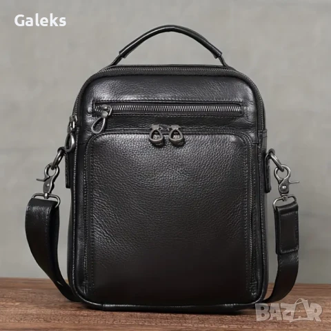  Мъжка ултра/луксозна, премиум кожена чанта /Черна естествена кожа!, снимка 16 - Чанти - 50443577