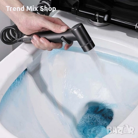 Душ комплект за тоалетна, двойно управление, изход едно в две, ъглов вентил