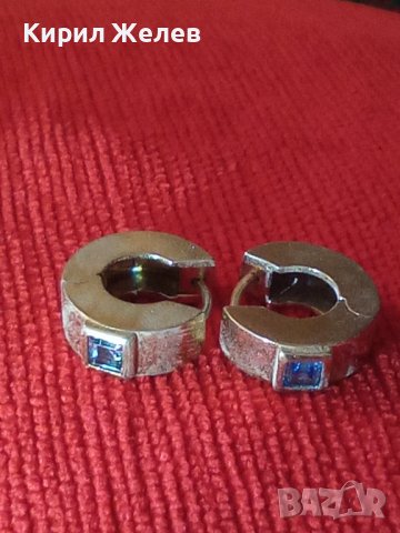 СКЪПОЦЕННИ ПОЗЛАТЕНИ СРЕБЪРНИ САПФИРЕНИ ОБЕЦИ СРЕБРО 925 с ПЕЧАТ STERLING с ФАСЕТИРАНИ САПФИРИ 25756