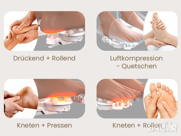 Професионален Шиацу масажор за крака с въздушна компресия и загряване, снимка 9 - Масажори - 51720575