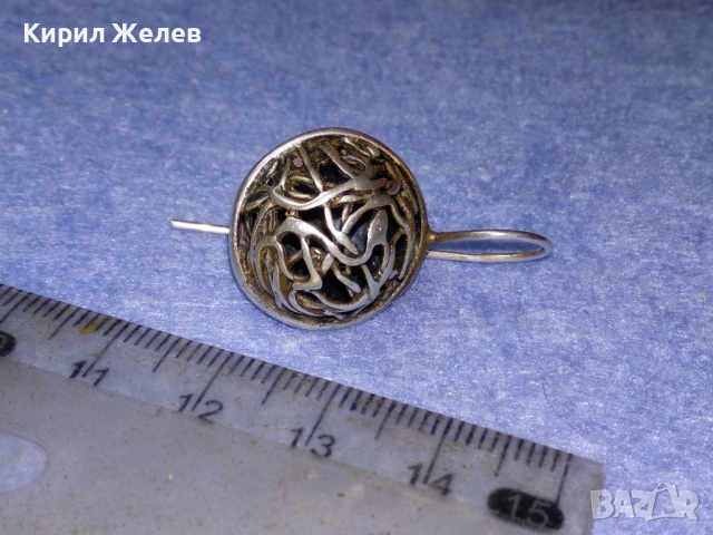 ВИНТИДЖ АРТ СРЕБЪРНА ОБЕЦА ЛАКИРАНО СРЕБРО 925 МАЙСТОРСКА АЖУРНА РЪЧНА ИЗРАБОТКА 43337, снимка 4 - Обеци - 44722350