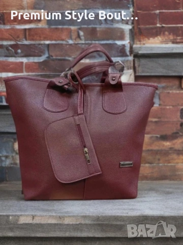 Дамска кожена чанта с аксесоар - портмоне, снимка 2 - Чанти - 54158810