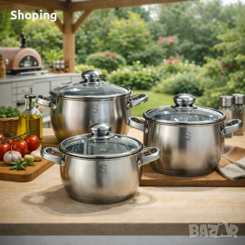 Комплект тенджери Swissgold EMMIE (SG-18099) – 3 броя с 5-слойно капсуловано дъно