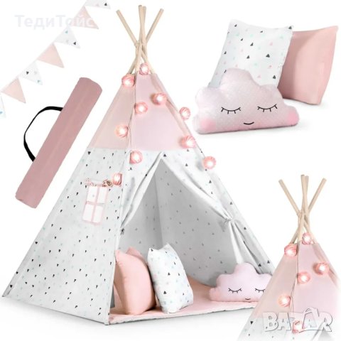 Палатка за Игра Типи със светлини в светло или тъмно розово