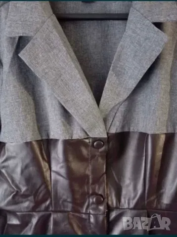 Дълга рокля кожа и текстил, снимка 3 - Рокли - 49618356