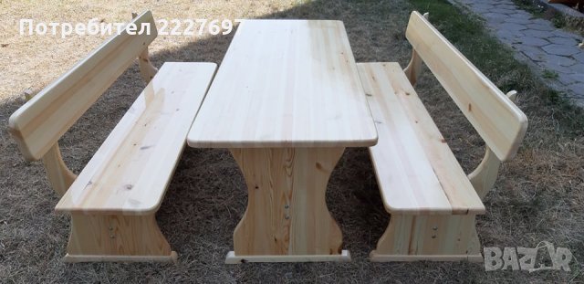 Градински комплект / маса+2 броя пейки с дължина 180 см./, снимка 2 - Маси - 33731965