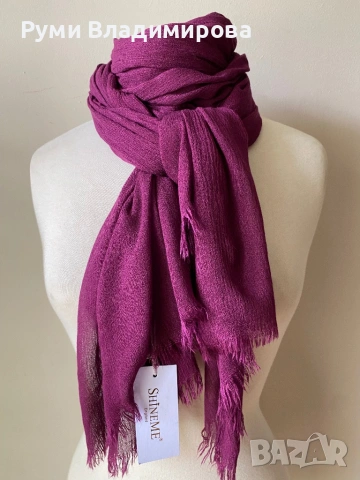Нов Шал с етикет от памук, вълна, алпака, лиоцел, вискоза/ различни видове/ , снимка 14 - Шалове - 52625259