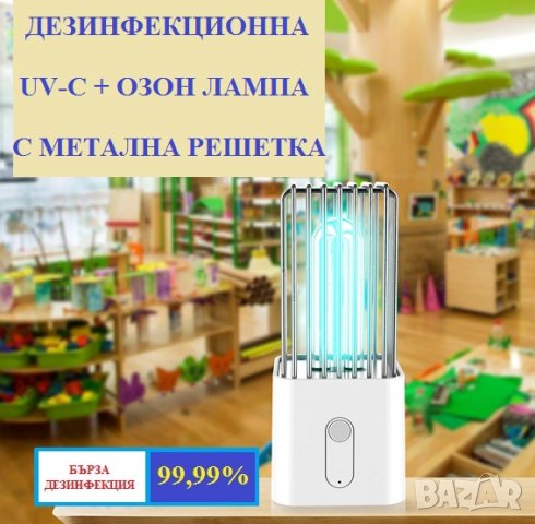 АНТИБАКТЕРИАЛНА Лампа с Метална Решетка и UV-C + Озон светлина - Разпродажба със 70% Намаление, снимка 6 - Друга електроника - 29402662