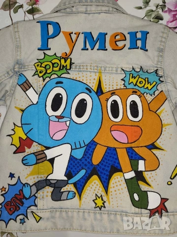 Стилно яке с ръчно рисувани герои - двама герои, снимка 5 - Детски якета и елеци - 53298509