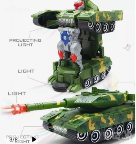 Трансформируем танк, бронирана кола, работещ с батерии робот, снимка 3 - Коли, камиони, мотори, писти - 52752882
