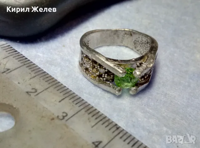 КЛАСИЧЕСКИ РЕТРО АРТ СКЪПОЦЕНЕН СРЕБЪРЕН ПРЪСТЕН СРЕБРО 925 с ФАСЕТИРАНИ ОЛИВИН и ЦИРКОНИ 66177, снимка 8 - Пръстени - 49876649