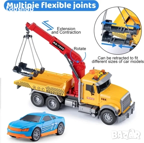 Голям камион за вдигане на коли. Колата е включена, снимка 5 - Коли, камиони, мотори, писти - 51629094