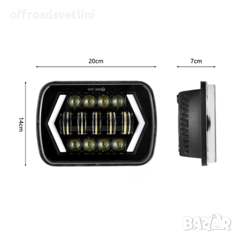 LED Фарове 200W 20x14 см за Jeep Wrangler YJ и Cherokee XJ Daihatsu, снимка 2 - Аксесоари и консумативи - 52406357