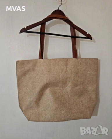 Нова голяма плажна чанта Бежова кафява, снимка 3 - Чанти - 51296949