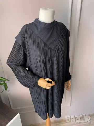 Zara Черна рокля с дълъг ръкав, L размер, снимка 2 - Рокли - 49535832