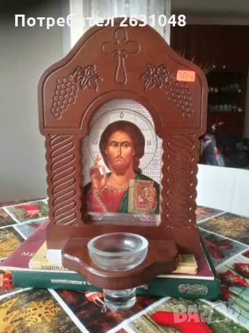 Дърворезба-домашен иконостас с иконопис "Исус Христос", снимка 1 - Други стоки за дома - 31351953