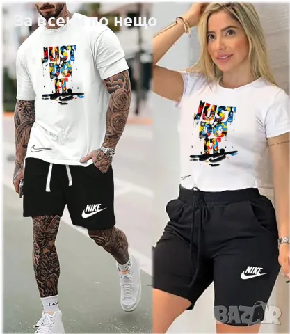 Nike Екипи За Двойки👚🩳Дамски Летен Екип Найк👕🩳Мъжки Къс Комплект Найк Код LFS392, снимка 4 - Спортни екипи - 49830715