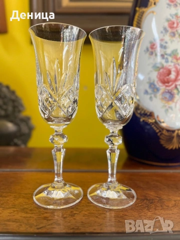 Елегантни кристални чаши за двама Височина-20 см Вместимост-180 мл Цена-15 евро, снимка 7 - Чаши - 53265735