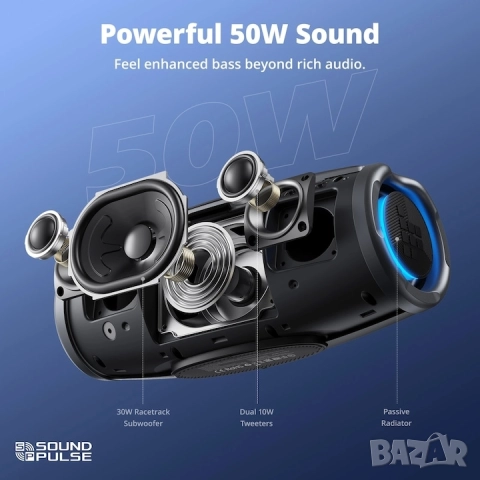 Безжичен високоговорител Tronsmart Mirtune S100 50W Bluetooth 5.3 IPX7, снимка 8 - Bluetooth тонколони - 52135898