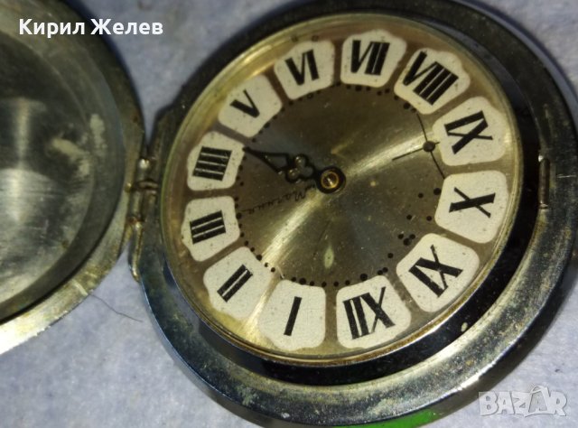 МОЛНИЯ Стар Мех. РУСКИ ДЖОБЕН ЧАСОВНИК МЪЛНИЯ СССР с ОРНАМЕНТИРАНИ КАПАЦИ и РИМСКИ ЦИФЕРБЛАТ 17192, снимка 3 - Антикварни и старинни предмети - 42136539