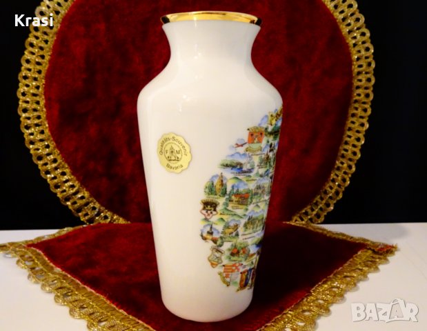 Ваза баварски порцелан,злато,етикет. , снимка 3 - Вази - 34925483