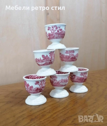 Комплект от шест броя стилни порцеланови чашки за яйца произведени от " Villeroy & Boch" , снимка 2 - Чаши - 53924225