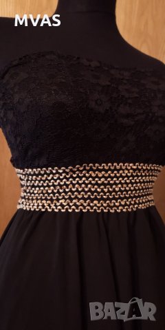 Нова черна воалена рокля S размер, снимка 3 - Рокли - 33738313