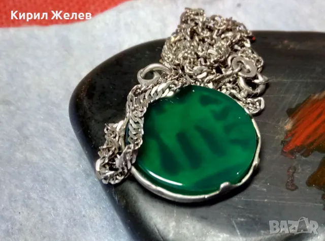 ИТАЛИАНСКИ ДАМСКИ МЕДАЛЬОН от СРЕБРО и СТЪКЛЕНА ПАСТА Paste Vitree Със СРЕБЪРНА 925 ВЕРИЖКА 25868, снимка 11 - Колиета, медальони, синджири - 49913225