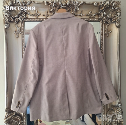 Дамско сиво двуредно сако H&M с права кройка , снимка 2 - Сака - 51997344