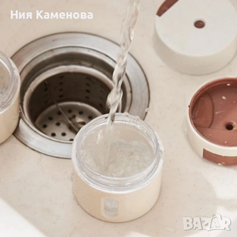 Магнитни стъклени буркани за подправки 6 броя – Стилен комплект за подредена кухня, снимка 5 - Други - 52775442