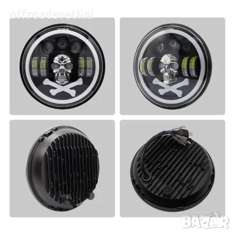 Модел RGB Skull 200W 7 Инчови Диодни Фарове за Lada Niva Jeep Wrangler, снимка 4 - Аксесоари и консумативи - 47849198