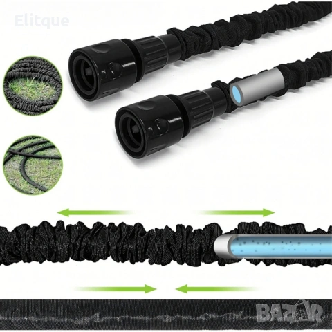 Гъвкав разтеглив градински маркуч 30м – Пълен комплект с пистолет (7 функции) и конектори, снимка 7 - Други инструменти - 53371303