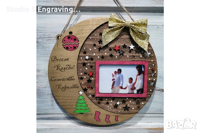 Коледен венец с рамка за снимка, снимка 1
