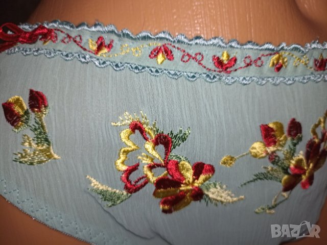 Miriale 80 B- L-Луксозен комплект в цвят мента с пъстри флорални бродерии , снимка 7 - Бельо - 44285113