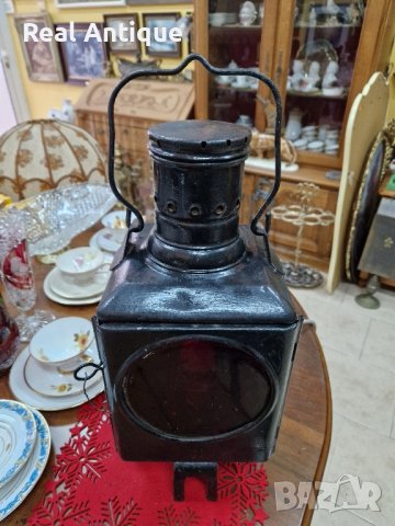 Голям антикварен немски вагонен ЖП фенер , снимка 3 - Антикварни и старинни предмети - 42634956