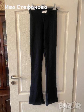 Практичен удобен черен класически еластичен удобен нов панталон висока талия цепки 