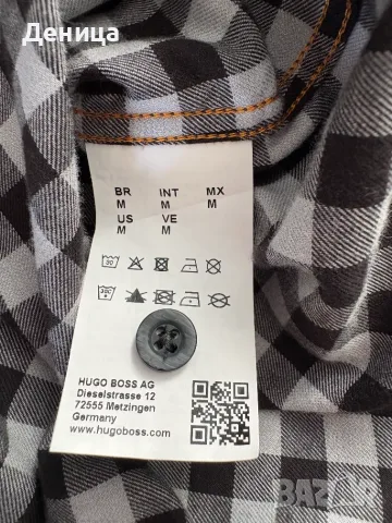 Мъжка карирана риза Hugo Boss Orange 100% Памук (Размер M), снимка 10 - Ризи - 55832139