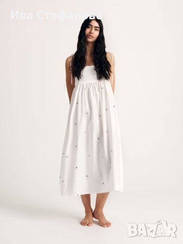 Нова елегантна дълга памучна рокля 100% памук теменушки , снимка 10 - Рокли - 42220345
