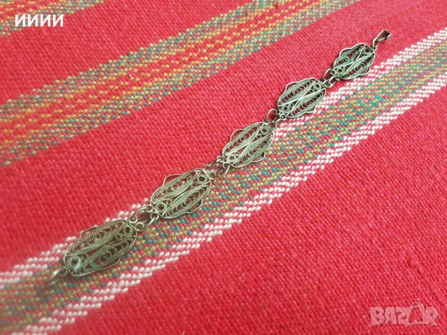 Сребърна гривна верижка филигран , снимка 3 - Антикварни и старинни предмети - 53244348