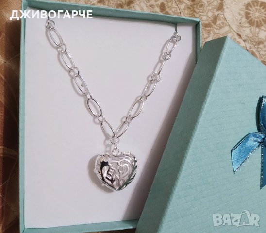 Нов, масивен дамски сребърен ланец със сърце. С подарък-луксозна подаръчна  кутия. в Колиета, медальони, синджири в гр. Монтана - ID33939253 — Bazar.bg