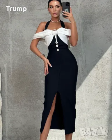 За празничните вечери! Елегантна секси рокля, бяла панделка , снимка 2 - Рокли - 48158337