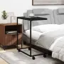vidaXL Помощна маса с колелца черна 55x35x70 см инженерно дърво, снимка 3