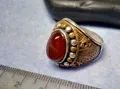 Старинен ОСМАНСКИ СРЕБЪРЕН ПРЪСТЕН СРЕБРО ВИСОКА ПРОБА с ШЛИФОВАН КАРНЕОЛ и МЕДЕН ОБКОВ 29148, снимка 13
