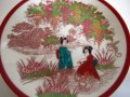 Китайска порцеланова,порцелан чиния,чинийка с Гейши ръчно оцветена, снимка 3