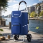 Сгъваема пазарска количка Troll03Blue 56 литра алуминий водоустойчива до 50 кг, снимка 2