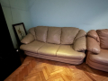кожен холов диван 2ка 160 см + диван 3ка 210см + фотьойл + 2 табуретки  / холна гарнитура -цена  1 1, снимка 3