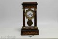 Френски каминен портален часовник, дърво с интарзия, снимка 1 - Антикварни и старинни предмети - 29378635