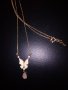 Уникално златно колие с розов кварц и пеперуда с емайл розово злато, снимка 1